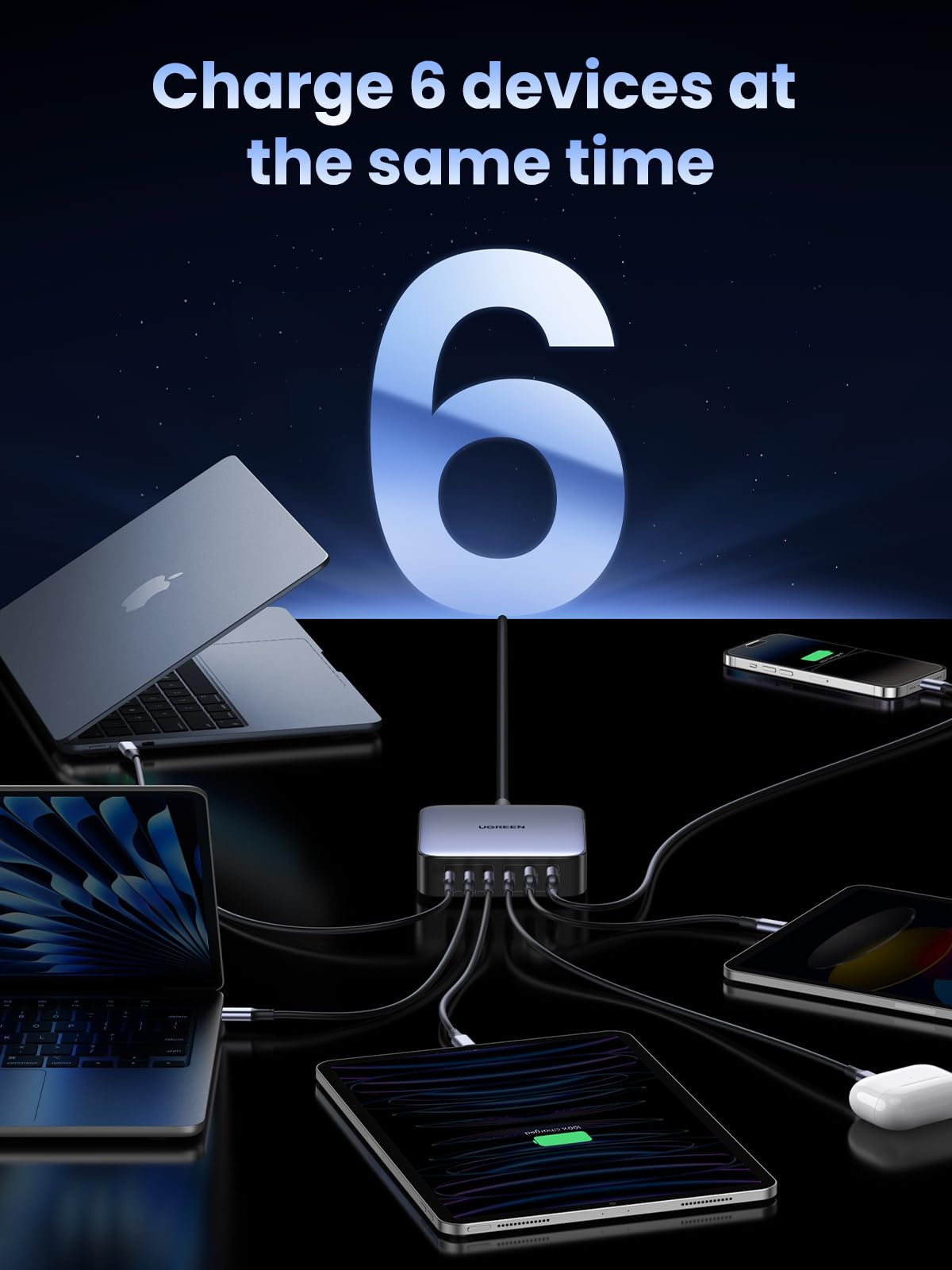 Foto 6 pulgar | Cargador Ugreen Usb C Nexode De 6 Puertos Gan De 200 W Para Macbook Pro/air - Venta Internacional.