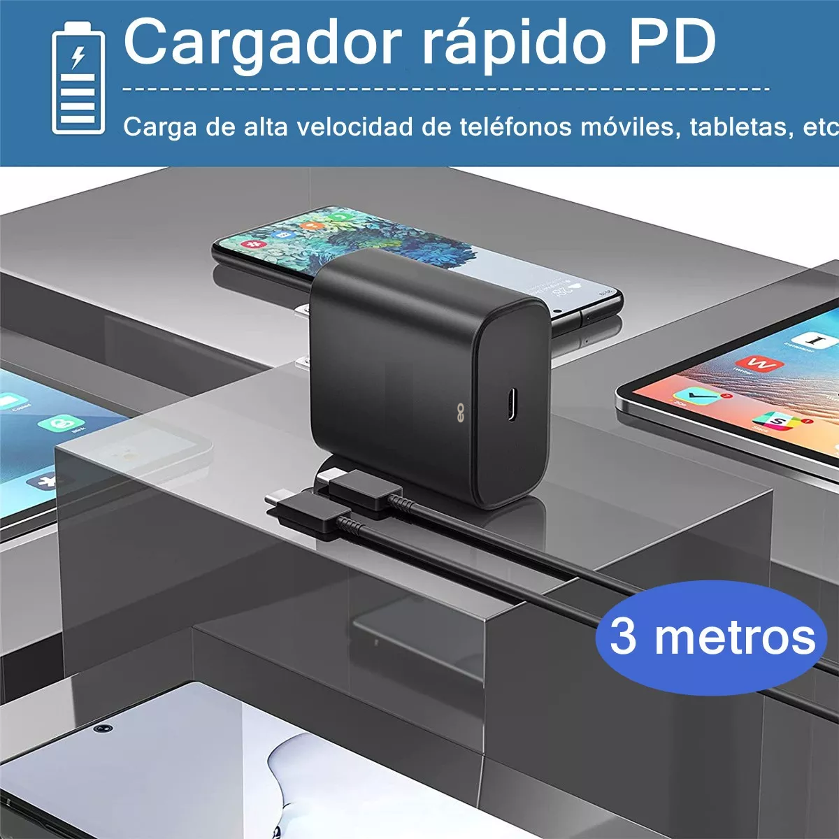Foto 4 pulgar | Cargador Carga Rápida Tipo C Eo Safe Imports ESI-7762-1 Negro