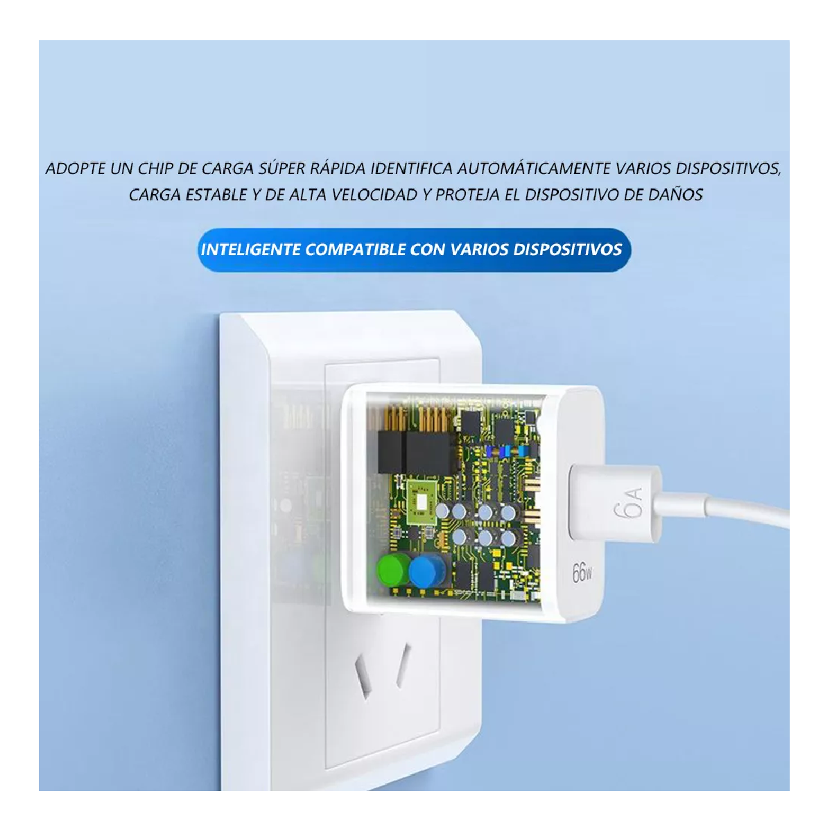 Foto 4 | 66w Cargador con Cable Tipo C para Huawei Honor Carga Rápida Lab.g Blanco