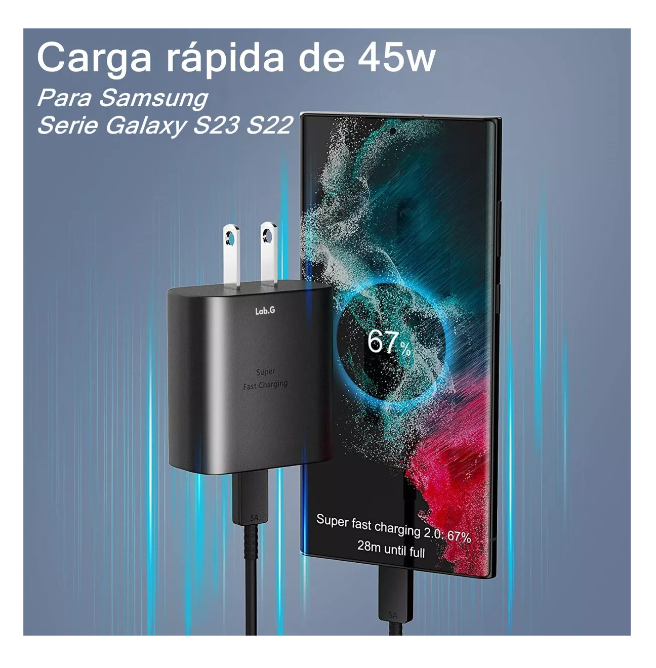 Foto 3 pulgar | Cargador Tipo C De 45w Para Samsung S23 S24 Ultra 2 Piezas Negros