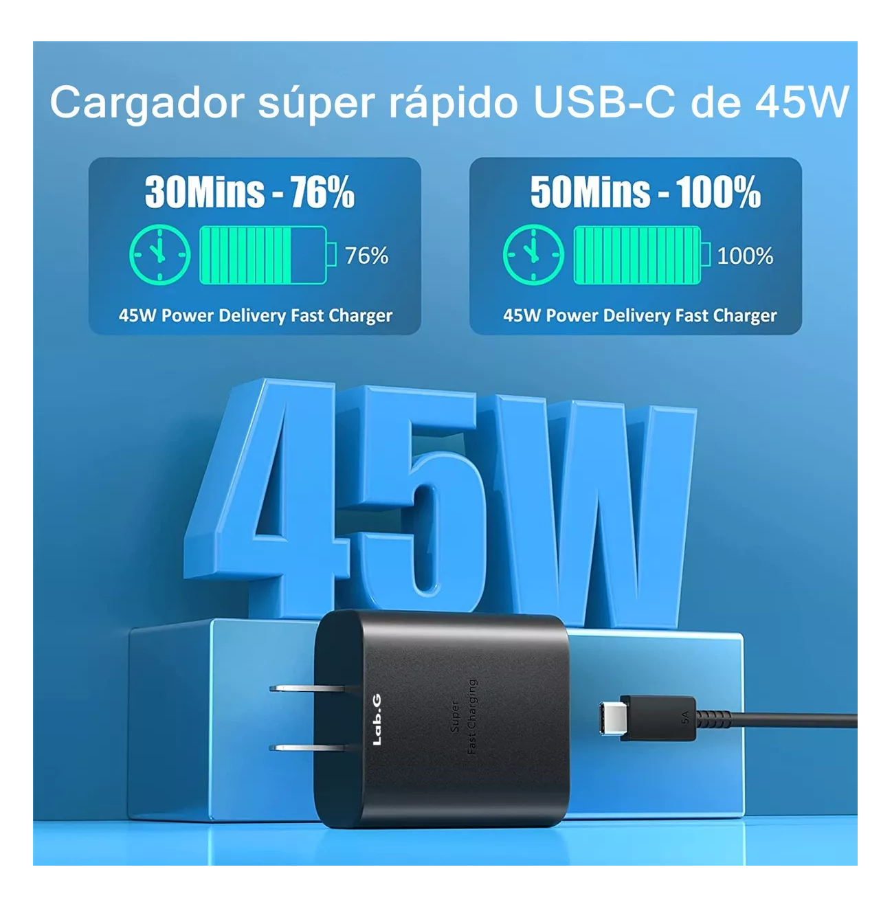 Foto 4 pulgar | Cargador Tipo C De 45w Para Samsung S23 S24 Ultra 2 Piezas Negros