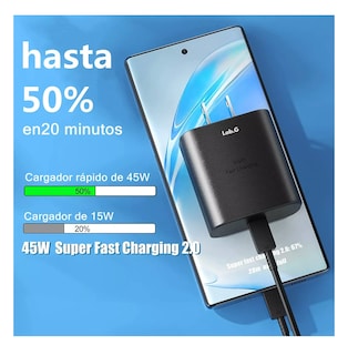 Foto 4 | Cargador Tipo C De 45w Para Samsung S23 S24 Ultra 2 Piezas Negros