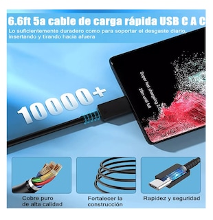 Foto 5 | Cargador Tipo C De 45w Para Samsung S23 S24 Ultra 2 Piezas Negros