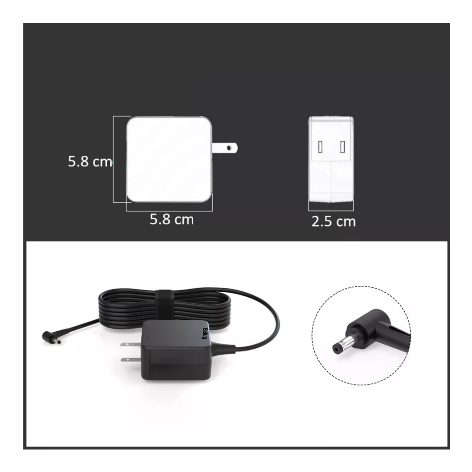Foto 5 | Cargador Adecuado Para Todos Asus 19v 2.37a 45w 4.0x1.35, Belug  Gris