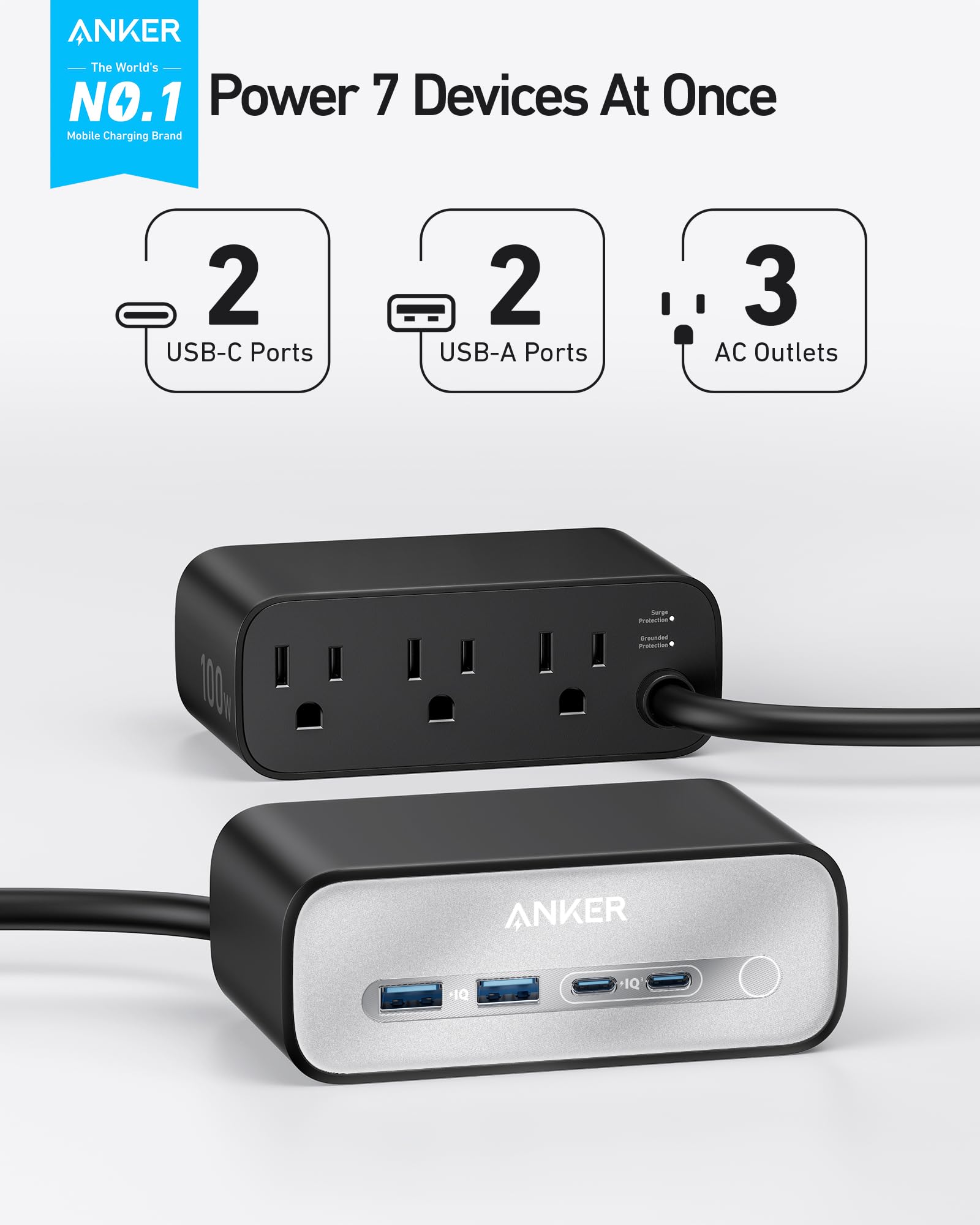 Foto 3 pulgar | Estación de Carga Anker 7-en-1 Usb C Power Strip de 100 W para iPhone - Venta Internacional