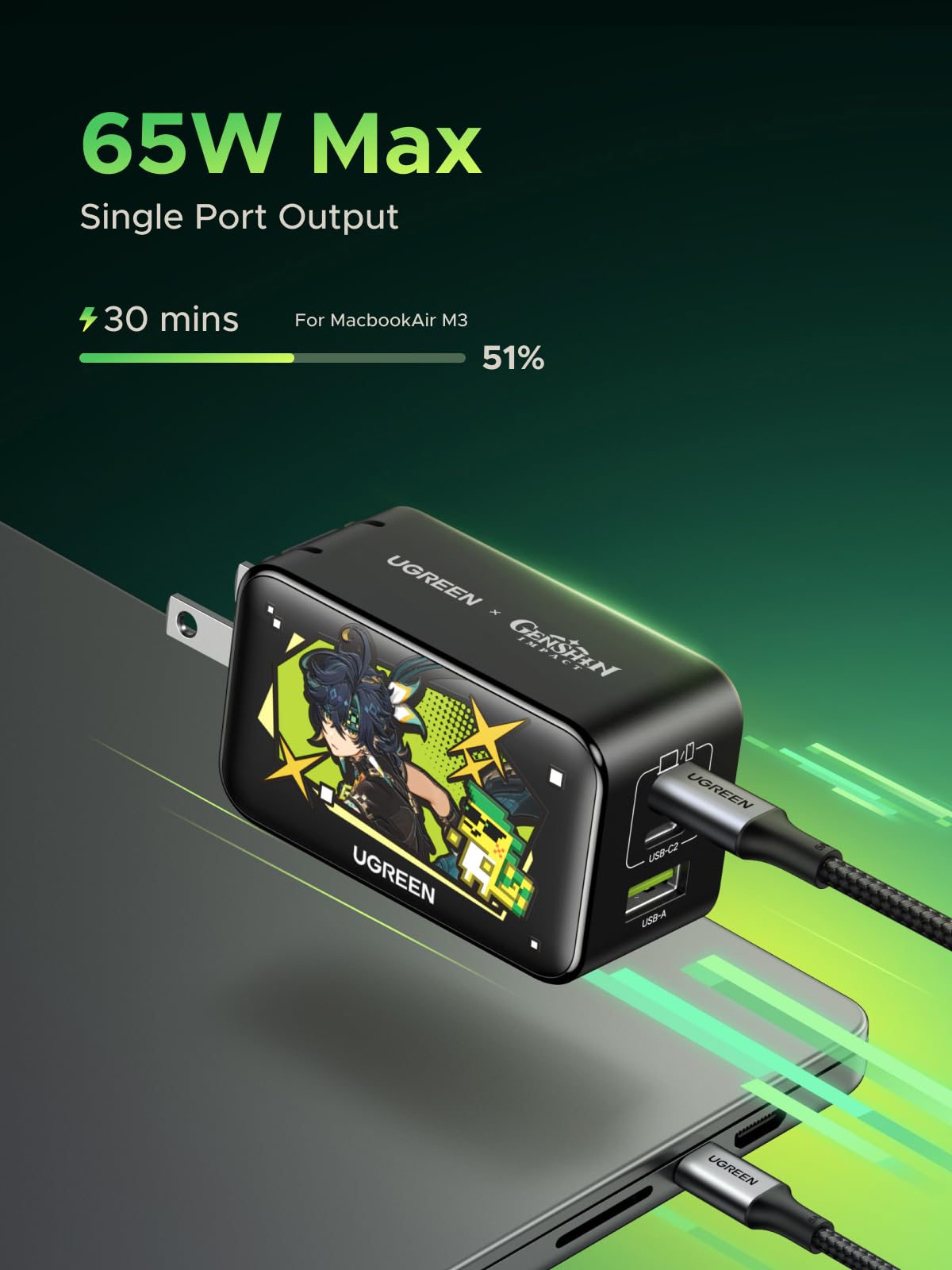 Foto 4 pulgar | Bloque De Carga Ugreen Usb C Nexode De 3 Puertos Gan Macbook Pro/air De 65 W - Venta Internacional.