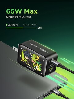 Foto 3 | Bloque De Carga Ugreen Usb C Nexode De 3 Puertos Gan Macbook Pro/air De 65 W - Venta Internacional.