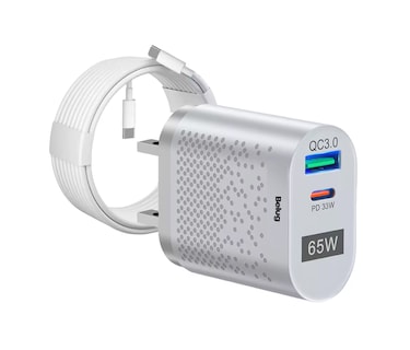Foto 1 | Cargador Carga Rápida 2 Usb 65 W Con Cable Tipo C Belug, Gris