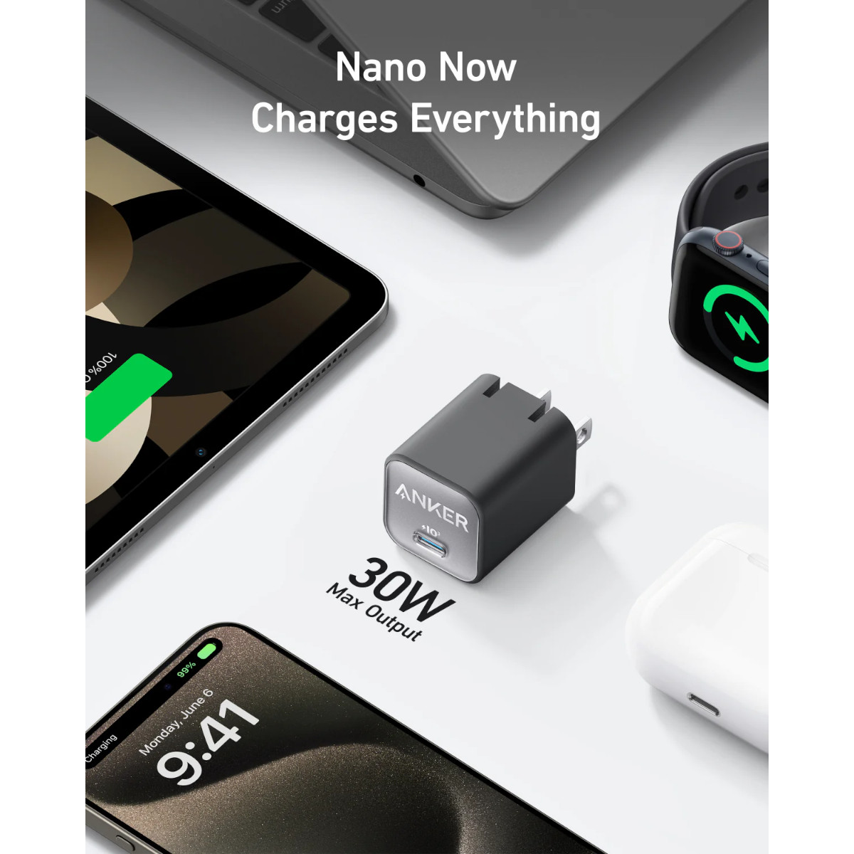 Foto 2 | Cargador De Pared Anker 30w Usb-c Inteligencia Iq3 Negro