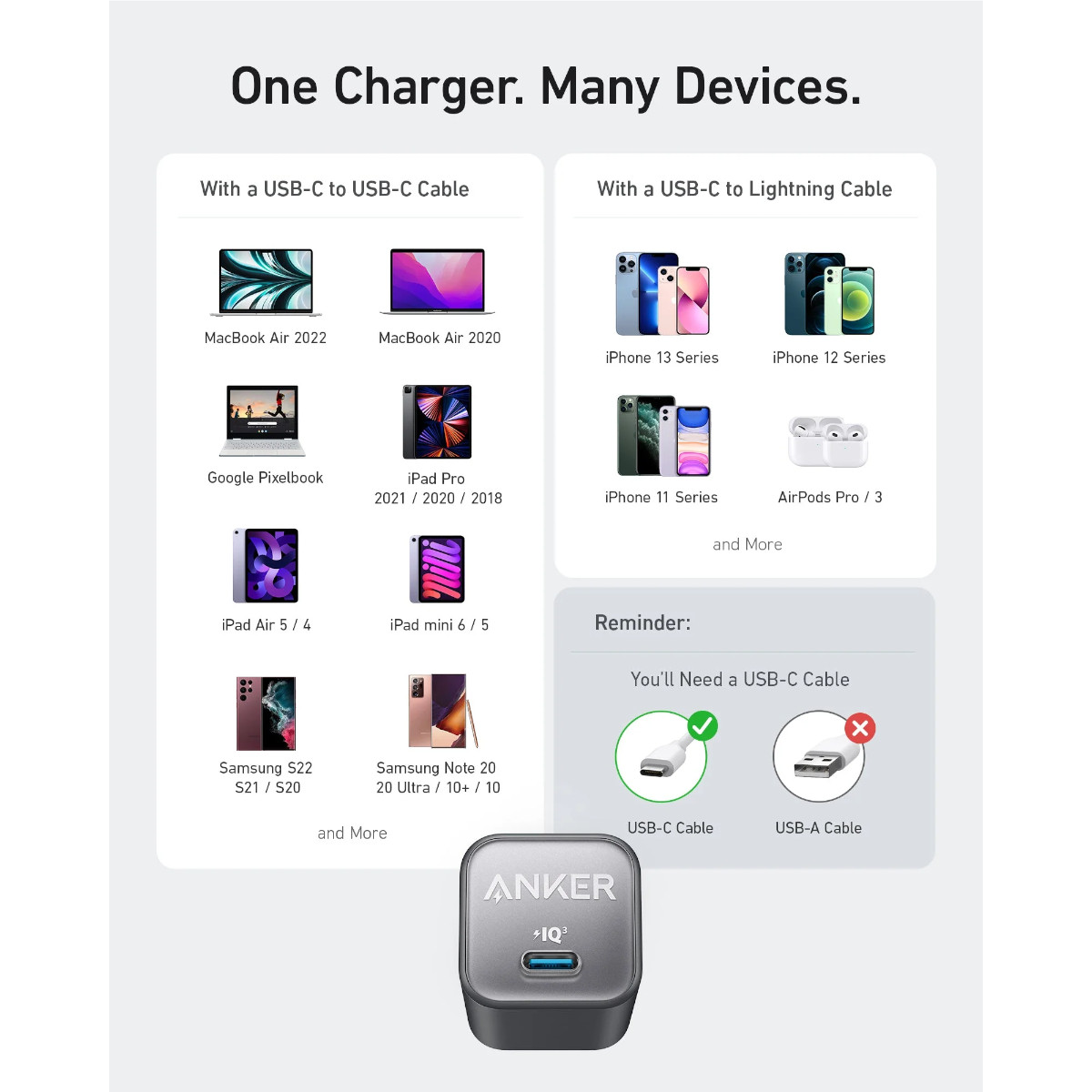Foto 3 | Cargador De Pared Anker 30w Usb-c Inteligencia Iq3 Negro