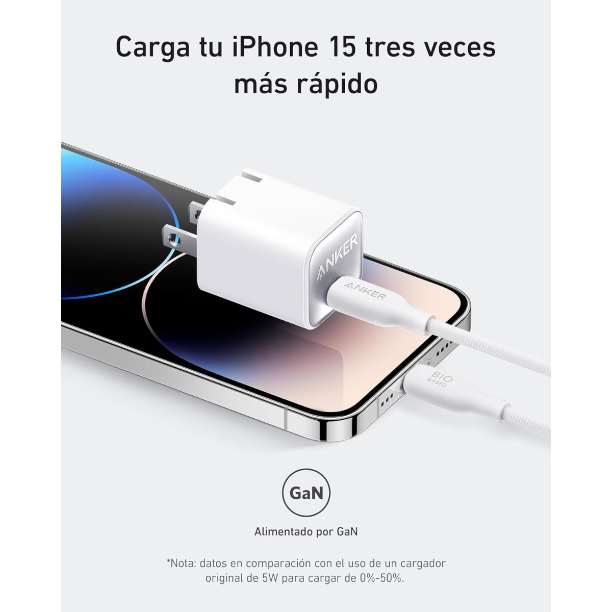Foto 3 pulgar | Cargador De Pared Anker 30w Usb-c Inteligencia Iq3 Blanco