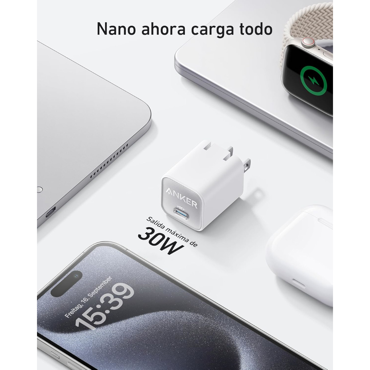 Foto 3 | Cargador De Pared Anker 30w Usb-c Inteligencia Iq3 Blanco