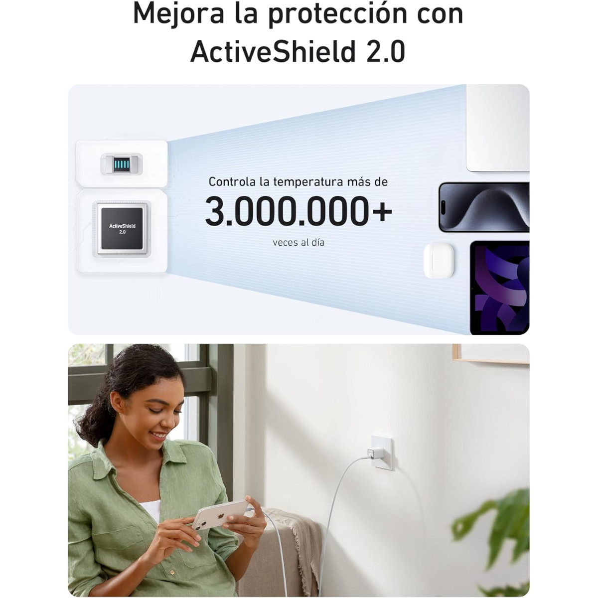 Foto 6 | Cargador De Pared Anker 30w Usb-c Inteligencia Iq3 Blanco