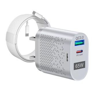 Foto 1 | Cargador de Carga Rápida 2 Usb 65 W con Cable Tipo C Gris