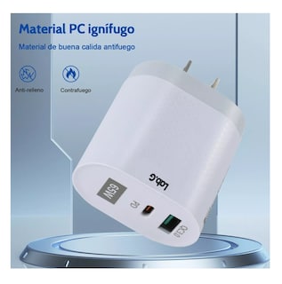 Foto 4 | Cargador de Carga Rápida 2 Usb 65 W con Cable Tipo C Gris