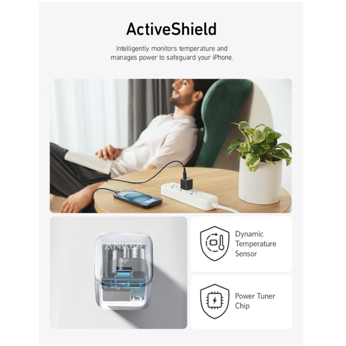 Foto 5 pulgar | Cargador De Pared Anker 20w Usb-c Inteligencia Iq3 Blanco