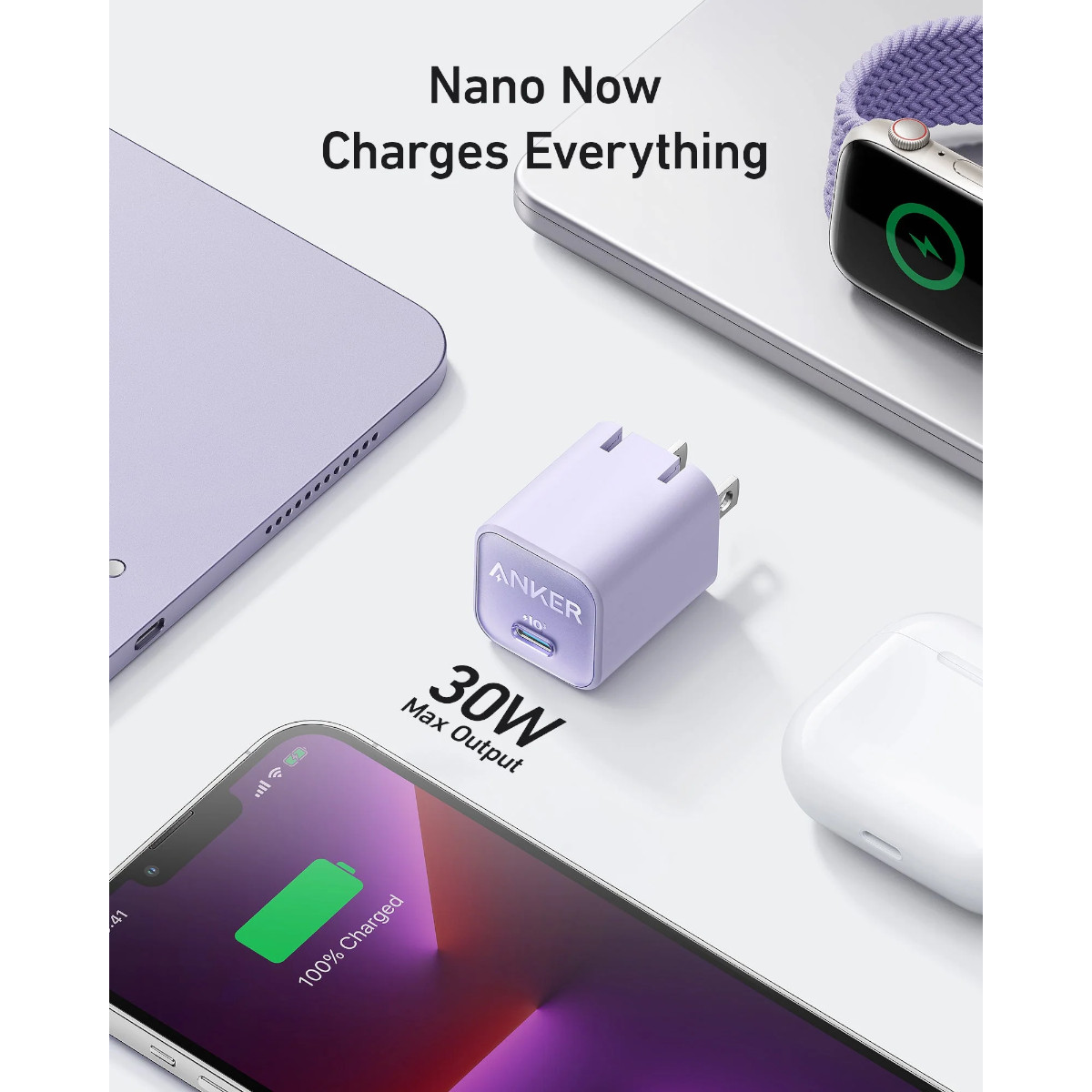 Foto 3 pulgar | Cargador De Pared Anker 30w Usb-c Inteligencia Iq3 Violeta