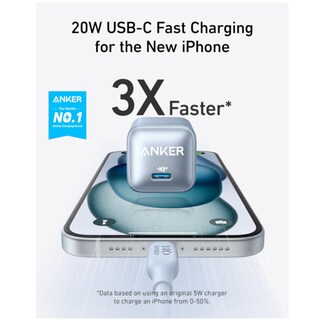 Foto 2 | Cargador De Pared Anker 20w Usb-c Inteligencia Iq3 Gris