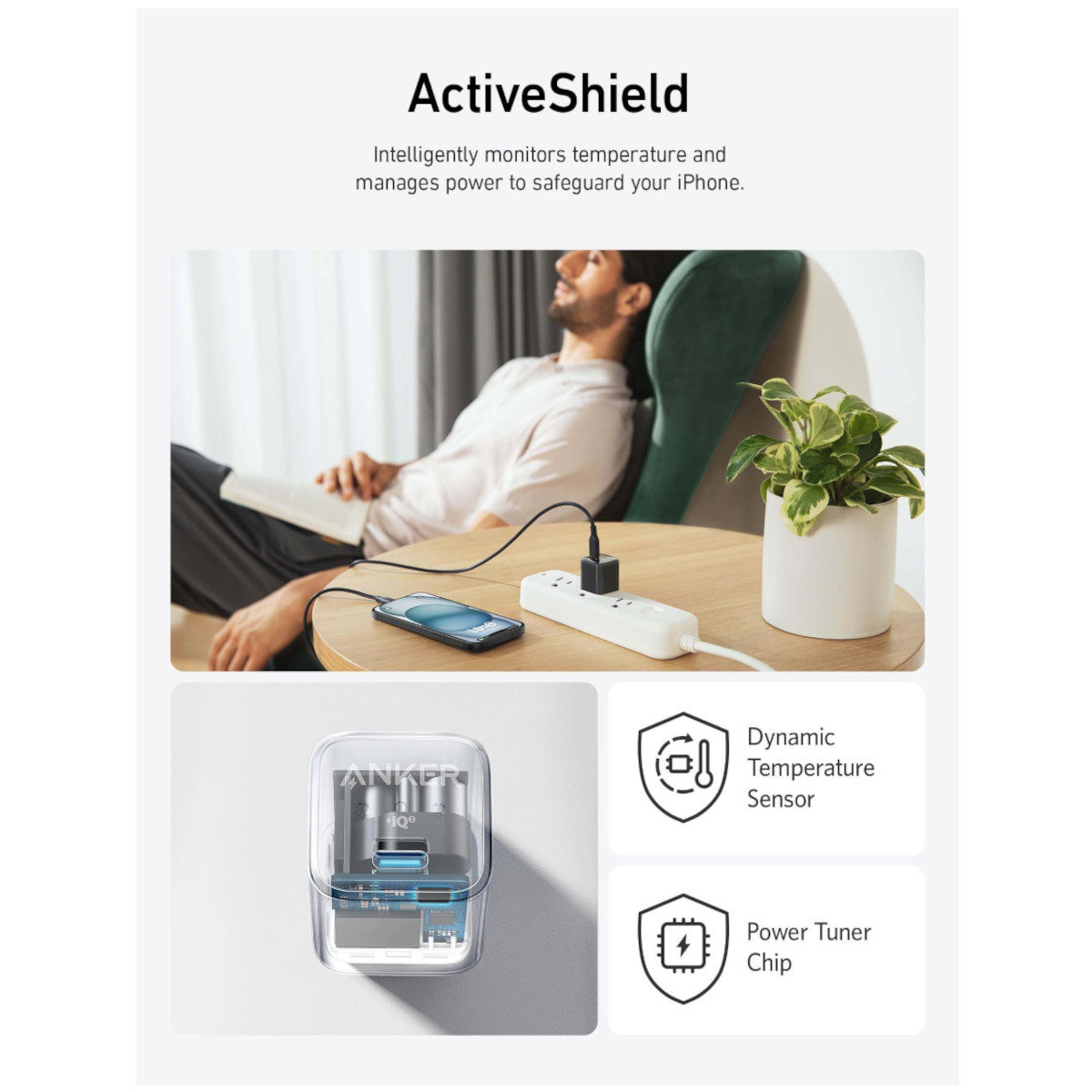 Foto 4 | Cargador De Pared Anker 20w Usb-c Inteligencia Iq3 Gris