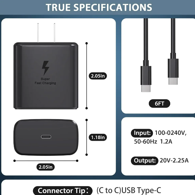 Foto 3 pulgar | Xtellar Cargador Usb-c 45w Carga Rapida Super Fast Charging Negro