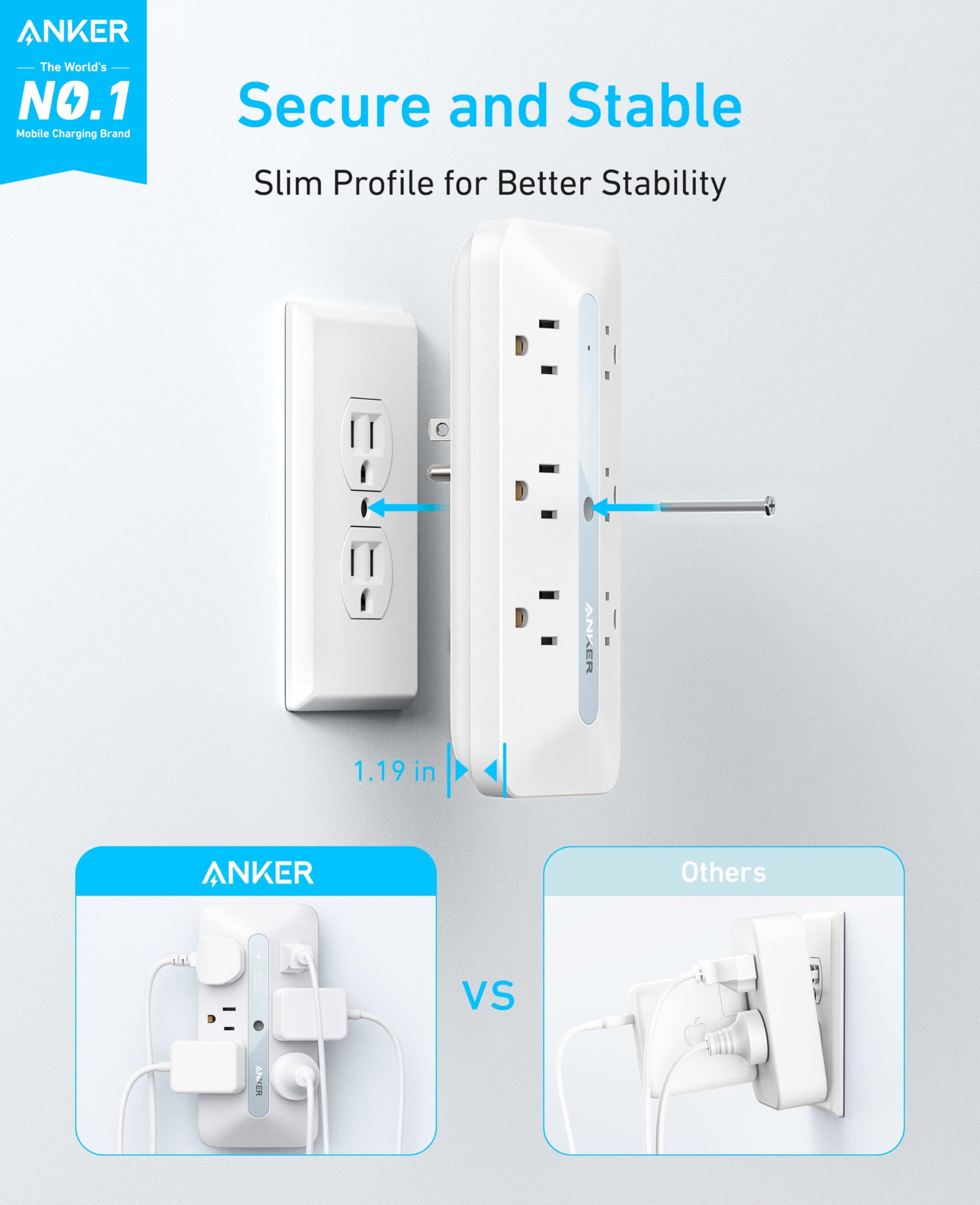 Foto 3 pulgar | Cargador De Pared Anker, Extensor De Salida 10 En 1, 6 Ac, 2 Usb A, 2 Usb C - Venta Internacional.