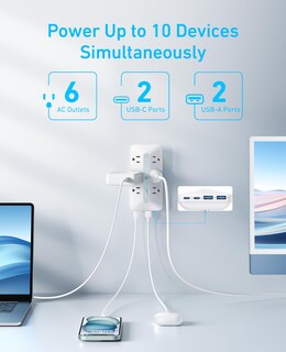 Foto 3 | Cargador De Pared Anker, Extensor De Salida 10 En 1, 6 Ac, 2 Usb A, 2 Usb C - Venta Internacional.