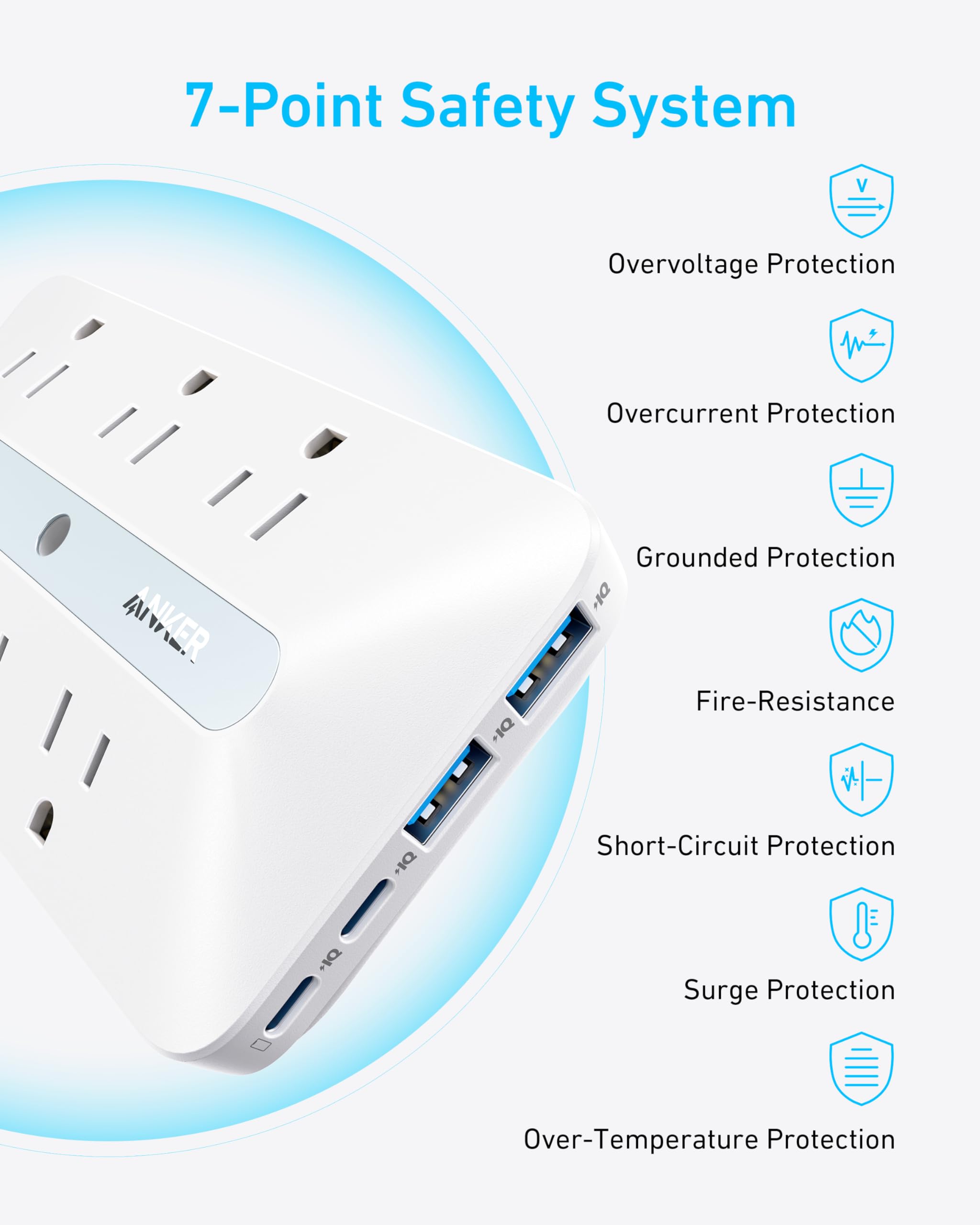 Foto 7 pulgar | Cargador De Pared Anker, Extensor De Salida 10 En 1, 6 Ac, 2 Usb A, 2 Usb C - Venta Internacional.