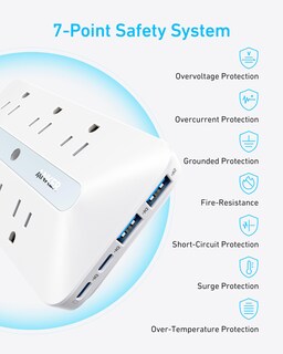 Foto 6 | Cargador De Pared Anker, Extensor De Salida 10 En 1, 6 Ac, 2 Usb A, 2 Usb C - Venta Internacional.
