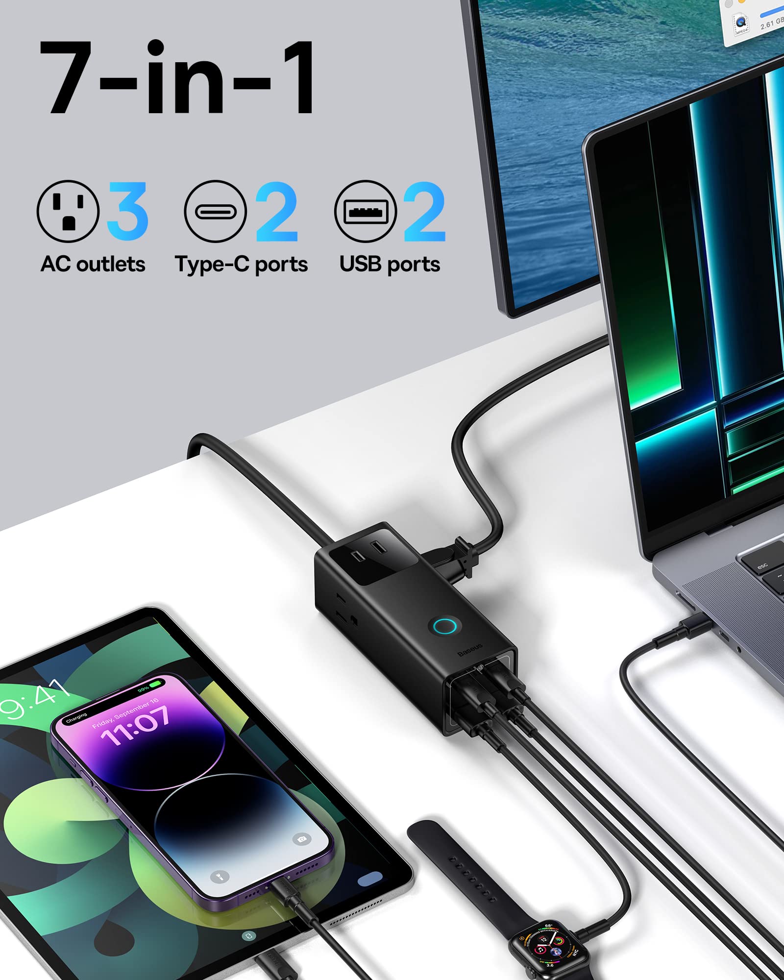Foto 3 pulgar | Protector Contra Sobretensiones Powerstrip Baseus Powercombo Pro Pd65w - Venta Internacional.