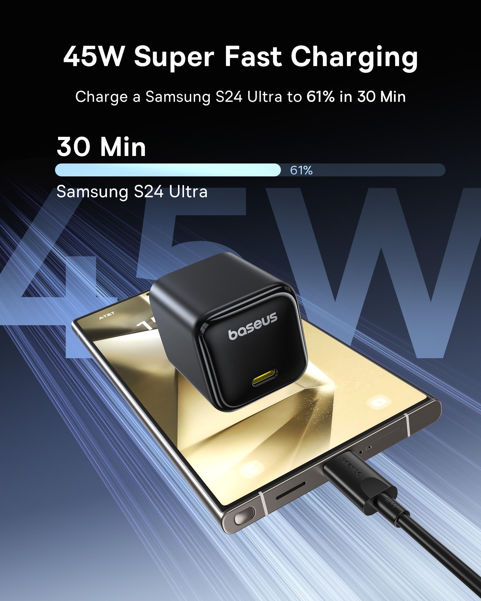 Foto 3 pulgar | Cargador Rápido Baseus Usb-c Pps De 45 W Para Iphone 16/15 - Venta Internacional.