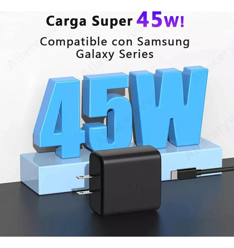 Foto 4 | 45w Cargador 2m Tipo C Súper Rápida Para Samsung S25/s24 Ult Negro
