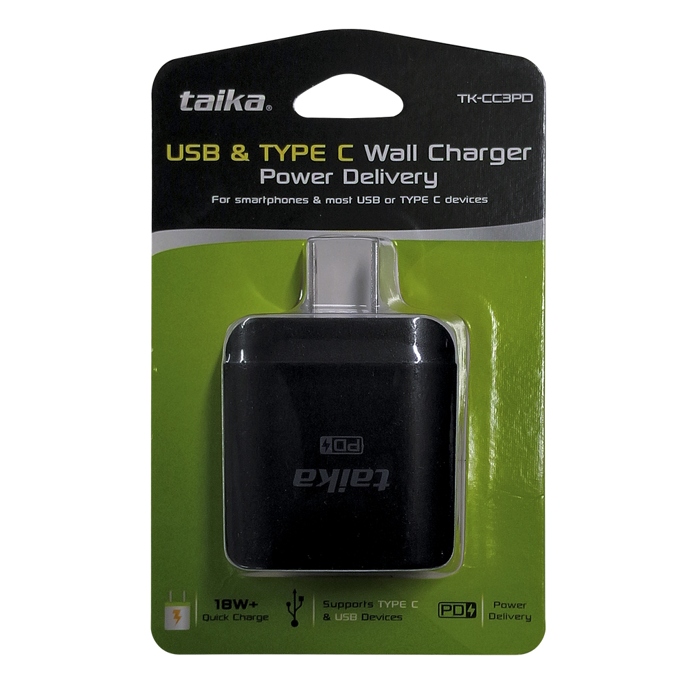 Foto 2 | Cargador De Pared Usb Y Tipo C Qc 18w Taika Tk-cc3pd Negro