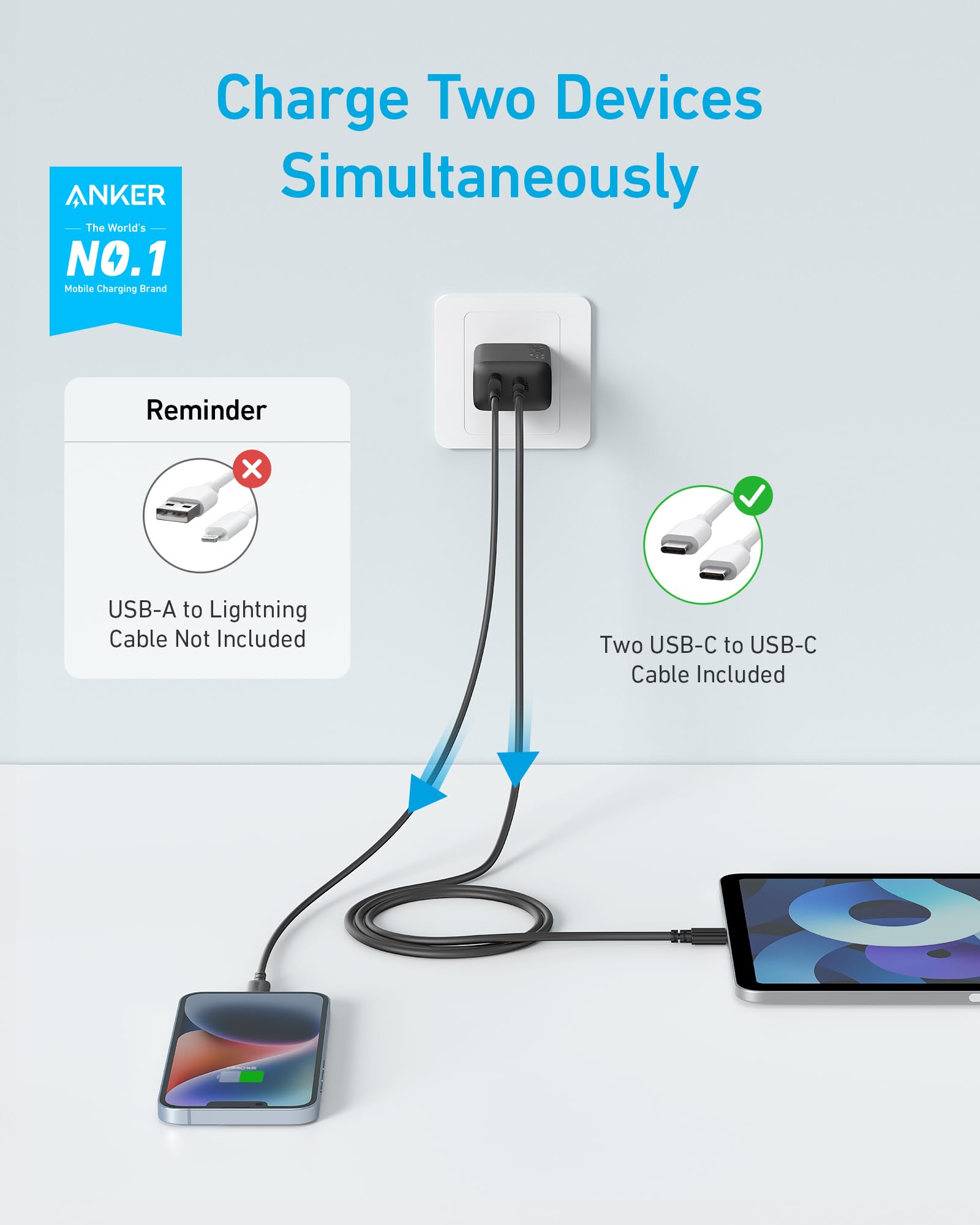 Foto 3 pulgar | Cargador De Pared Rápido Usb De Doble Puerto Anker De 20 W Para Iphone 16 - Venta Internacional.