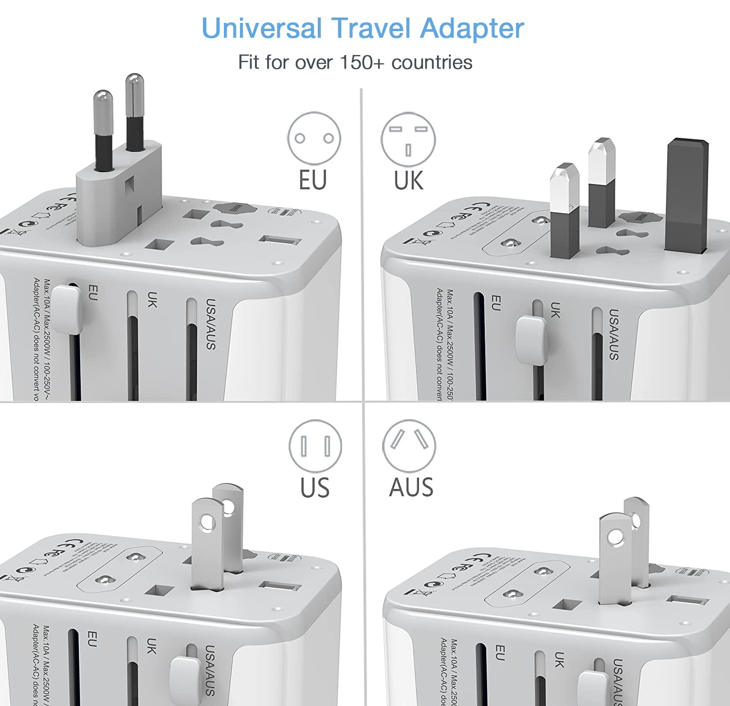 Foto 2 | Adaptador De Enchufe Tessan International Con 4 Puertos Usb Tipo C/g/a/i - Venta Internacional.