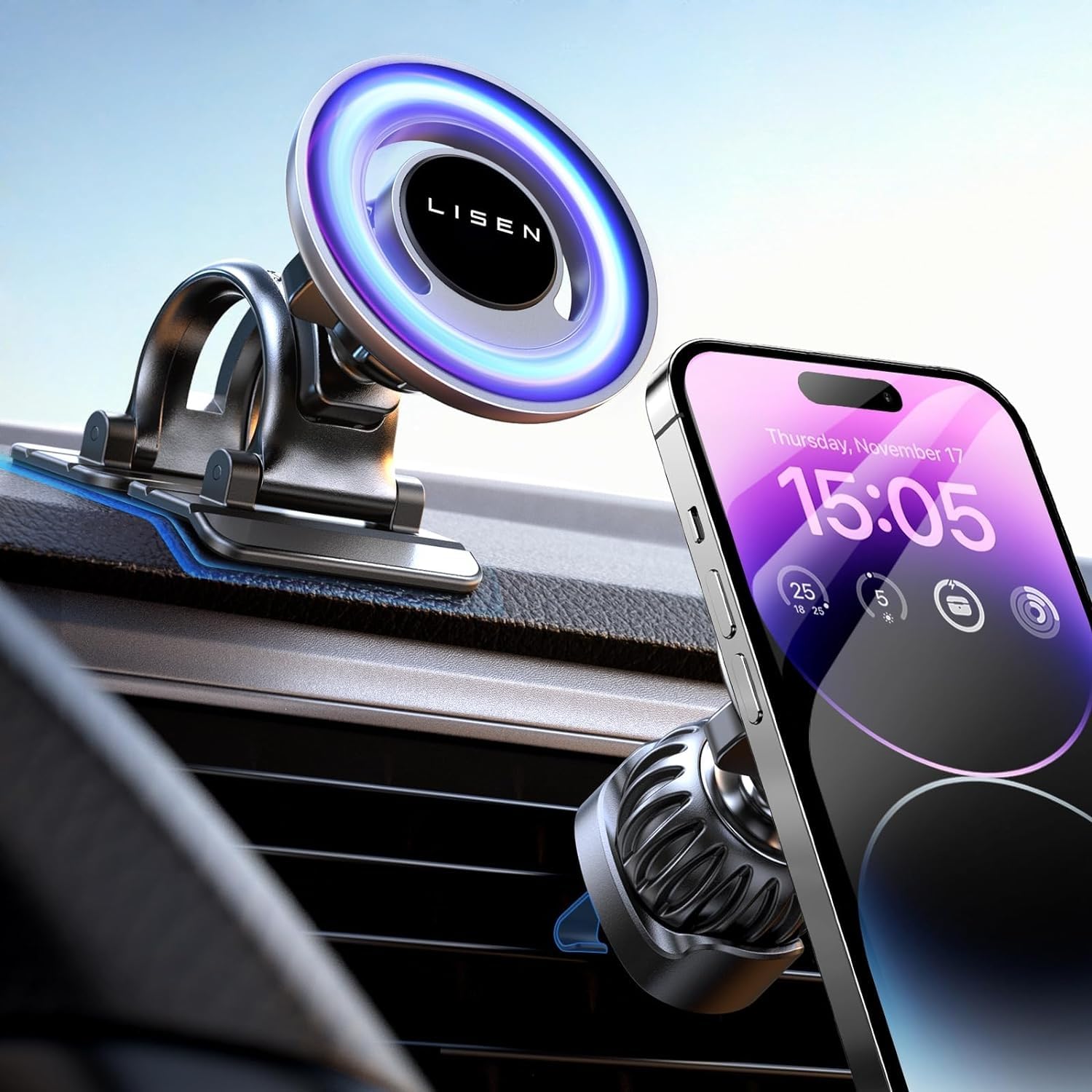 Foto 2 pulgar | Soporte De Coche Lisen Compatible Con Magsafe Para Iphone 14 - Venta Internacional.