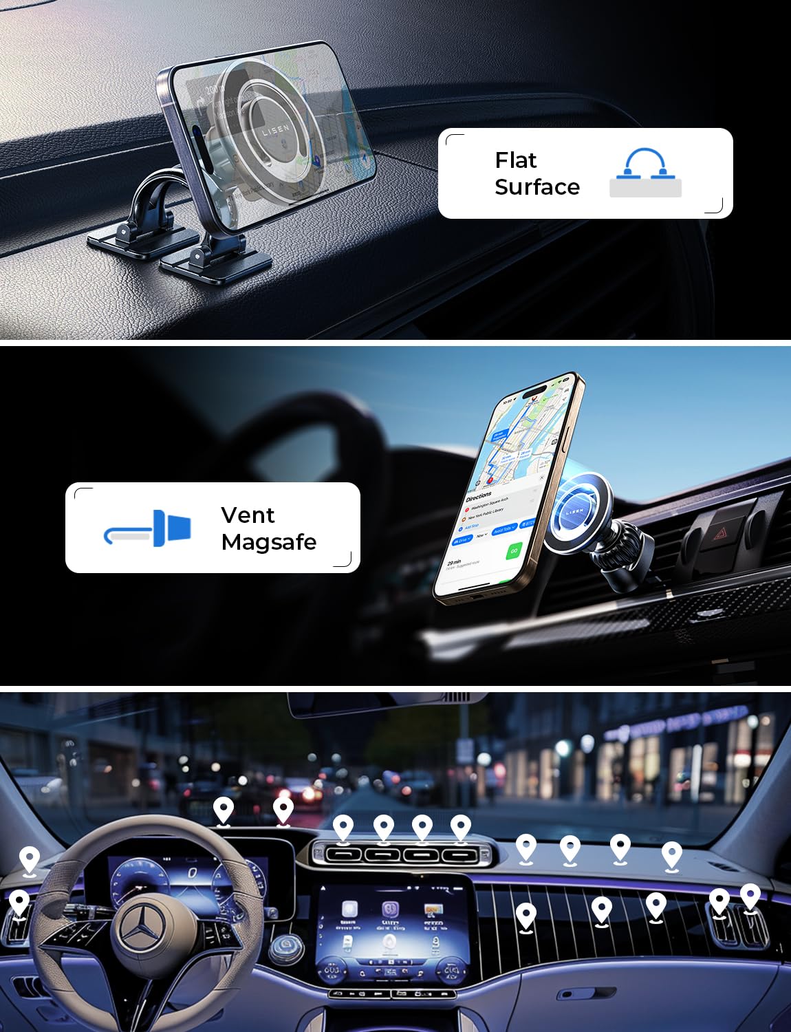 Foto 3 pulgar | Soporte De Coche Lisen Compatible Con Magsafe Para Iphone 14 - Venta Internacional.