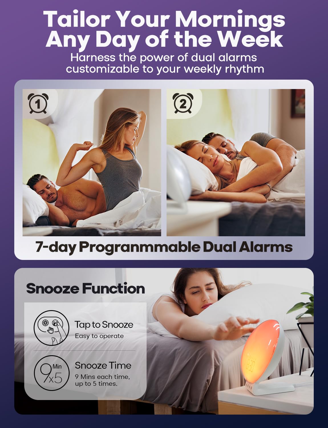 Foto 7 pulgar | Despertador Sunrise Dekala Con Carga Inalámbrica Para Iphone 14, 13, 12, Apple Watch Airpods, Samsung - Venta Inter