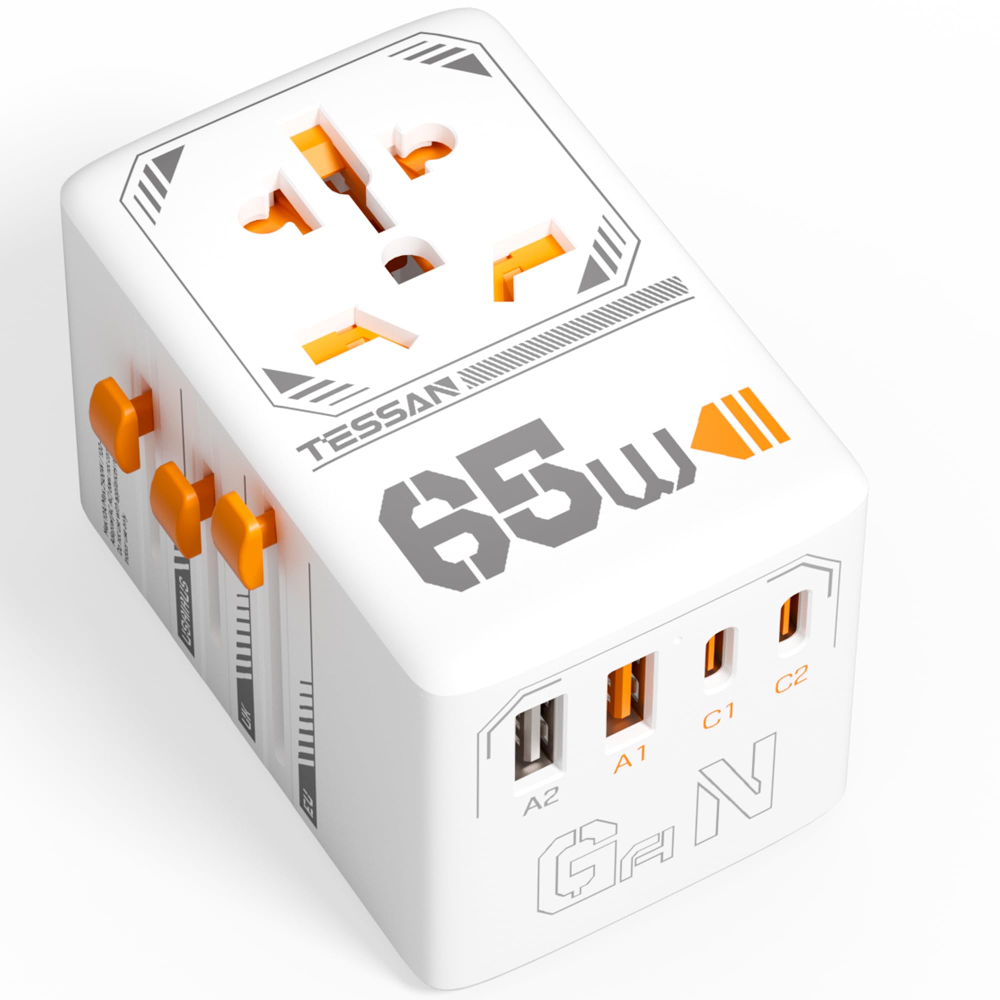 Foto 2 pulgar | Adaptador De Viaje Universal Tessan 65w Gan Con 4 Puertos Usb - Venta Internacional.
