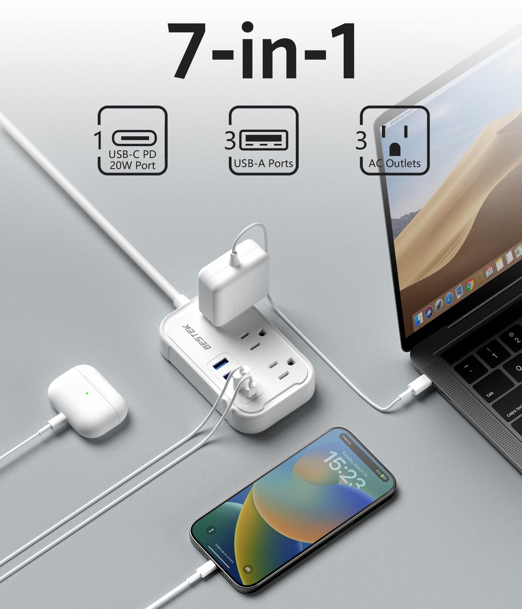 Foto 3 | Adaptador De Enchufe De Viaje Bestek De Ee. Uu. A Reino Unido Tipo G Con 3 Tomas De Corriente Alterna - Venta Intern