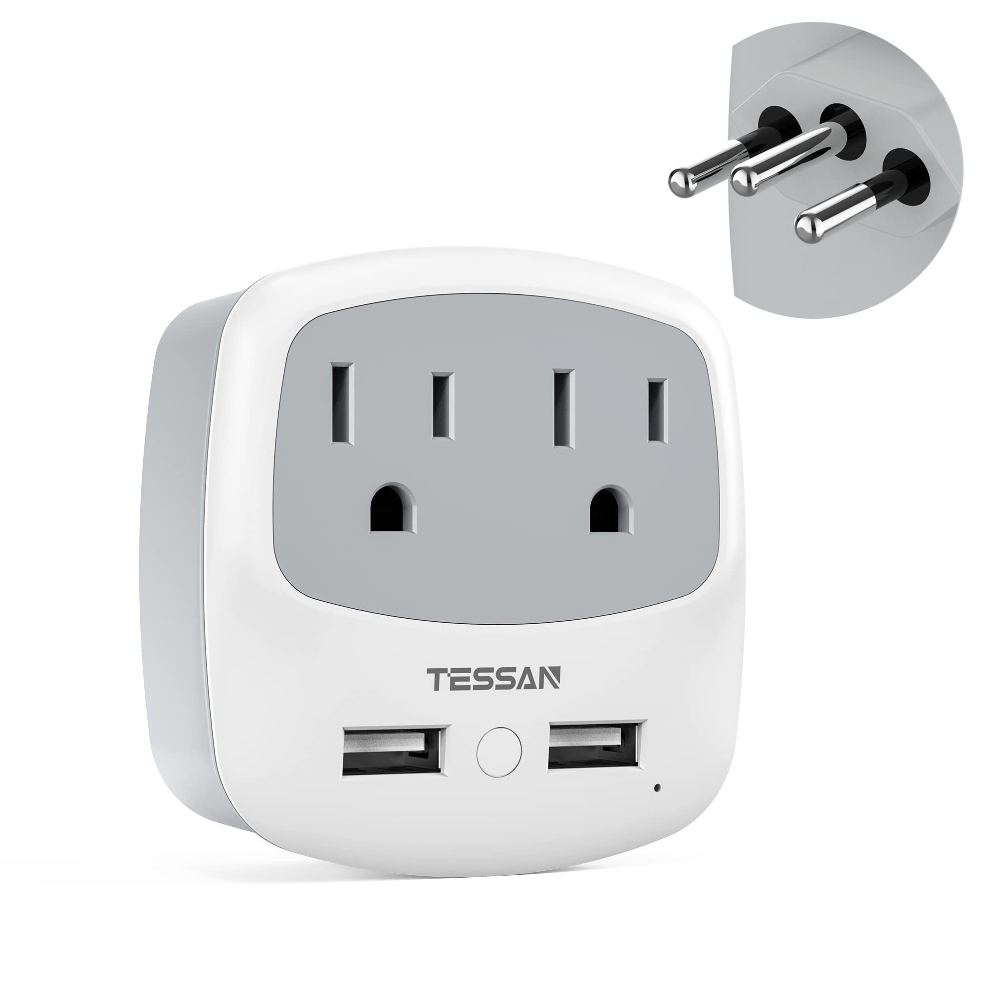 Foto 2 pulgar | Adaptador De Corriente Tessan De Ee. Uu. A Brasil Tipo N Con 2 Salidas, 2 Usb - Venta Internacional.