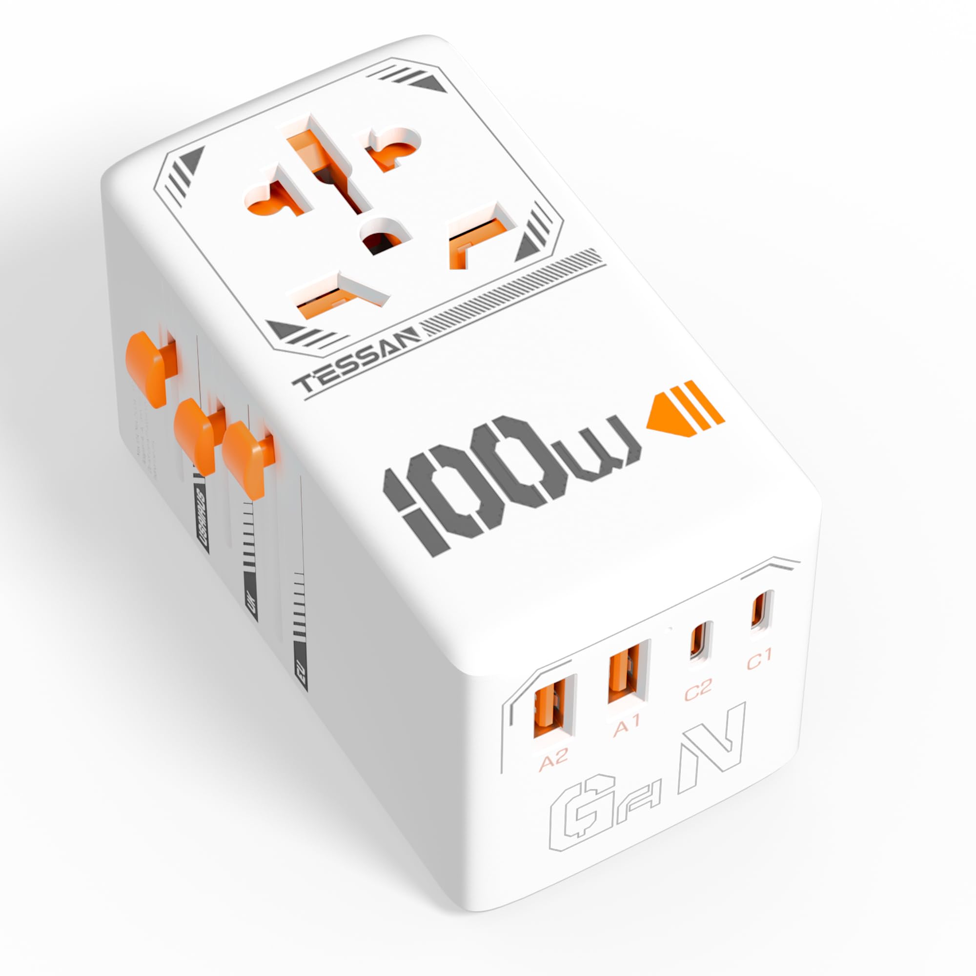 Foto 2 pulgar | Adaptador De Viaje Universal Tessan 100 W Gan Con 2 Usb C 2 Usb A - Venta Internacional.