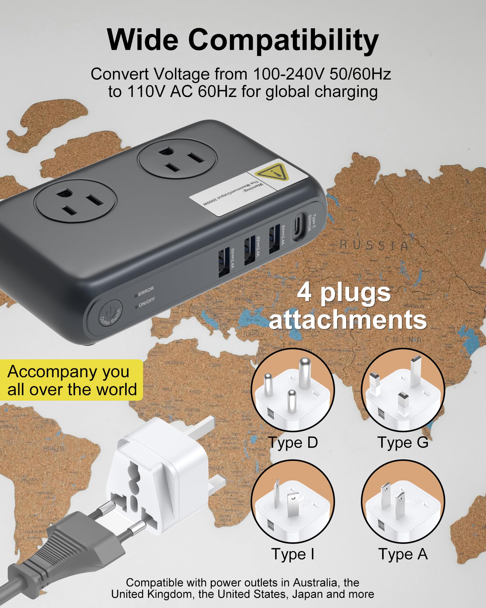 Foto 4 pulgar | Convertidor De Voltaje Vhbw 230 W 220 V A 110 V Con 4 Salidas Usb 2 - Venta Internacional.