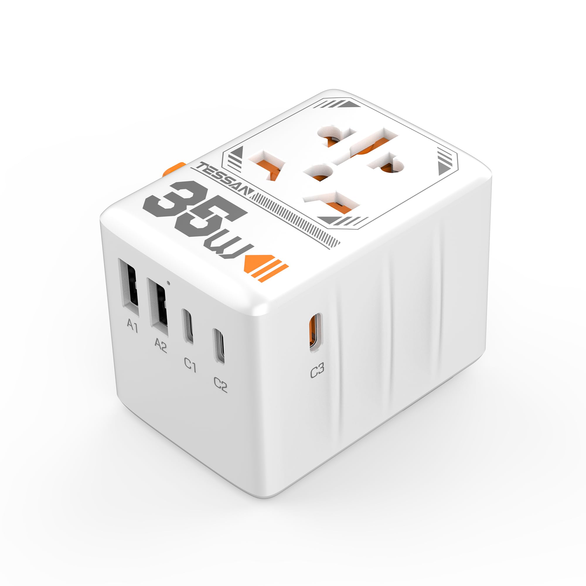 Foto 2 pulgar | Adaptador De Viaje Tessan 35 W Universal Con 3 Usb C Y 2 Usb A - Venta Internacional.