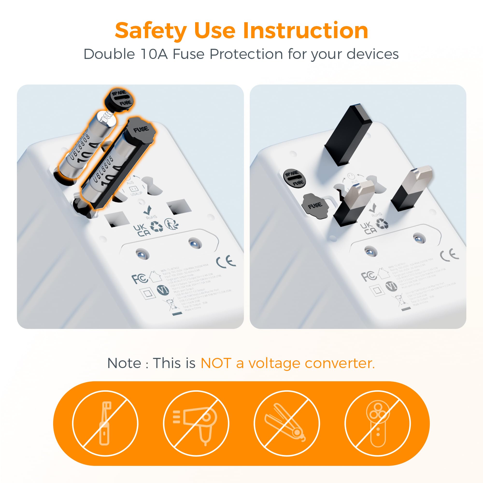 Foto 6 pulgar | Adaptador De Viaje Tessan 35 W Universal Con 3 Usb C Y 2 Usb A - Venta Internacional.
