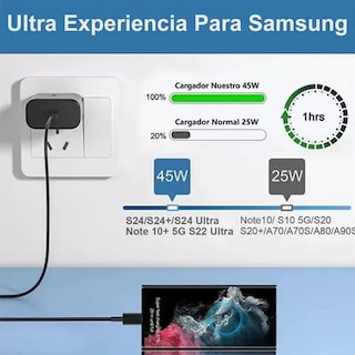 Foto 3 | Cargador Carga Rápida Tipo C Para Samsung S24 Ultra S23 45w