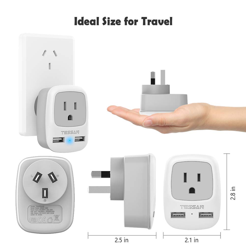 Foto 4 | Adaptador De Corriente De Viaje Tessan Australia Nueva Zelanda Tipo I - Venta Internacional.