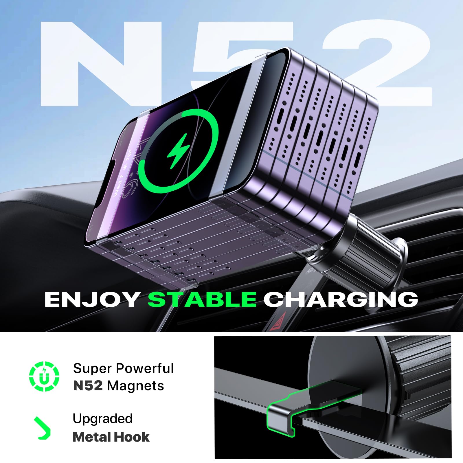 Foto 2 | Cargador De Coche Miracase Para Carga Rápida Magsafe De 15 W - Venta Internacional.