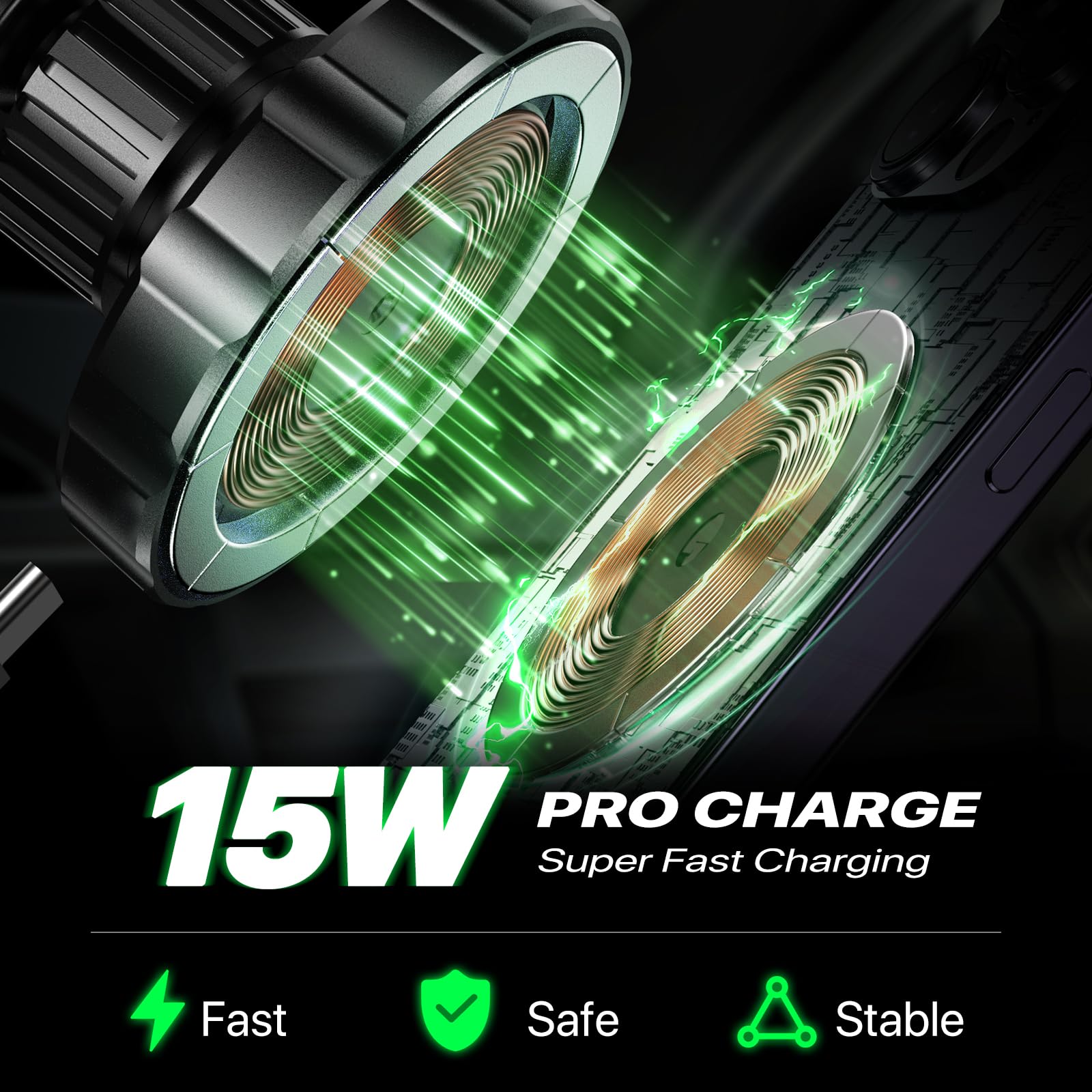 Foto 4 pulgar | Cargador De Coche Miracase Para Carga Rápida Magsafe De 15 W - Venta Internacional.