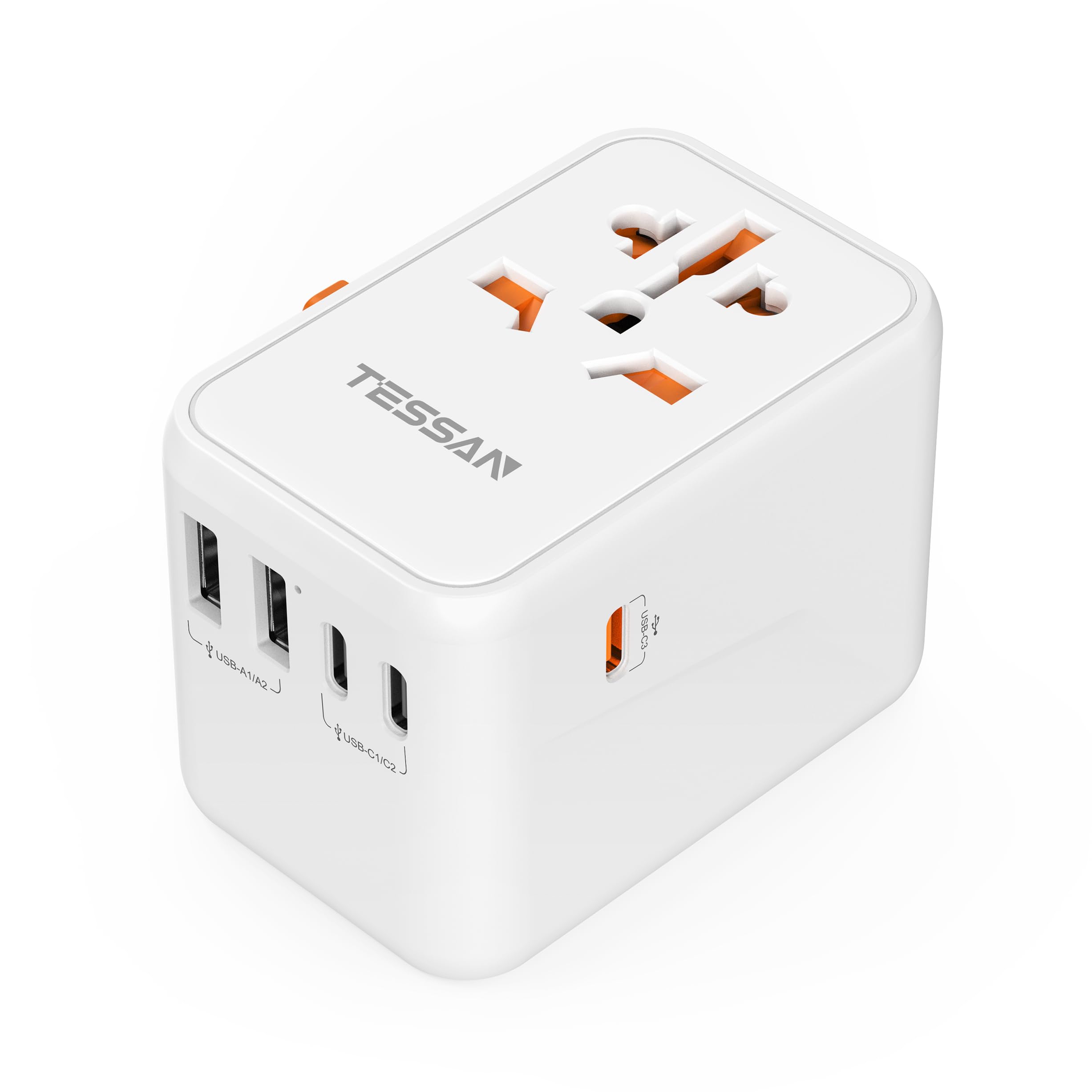 Foto 1 | Adaptador De Viaje Tessan Universal Gan 65w Con 3 Usb C Y 2 Usb A - Venta Internacional.