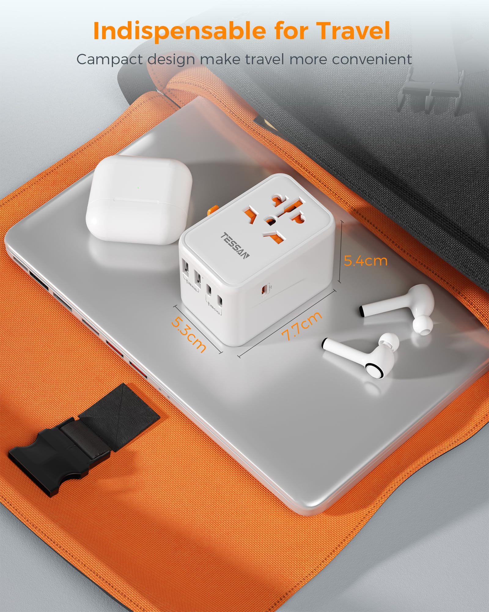 Foto 5 | Adaptador De Viaje Tessan Universal Gan 65w Con 3 Usb C Y 2 Usb A - Venta Internacional.